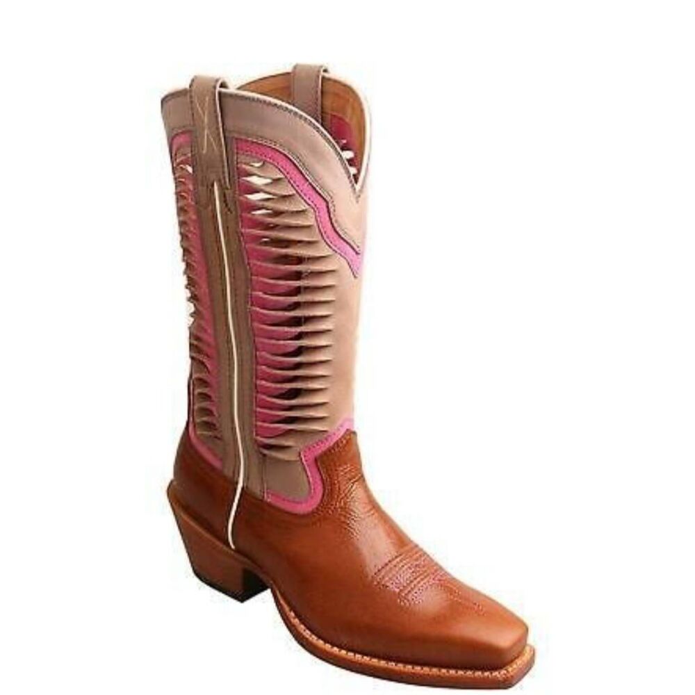 Twisted X Ruff Stock Western Narrow Square Toe Boot- Brown/Violet